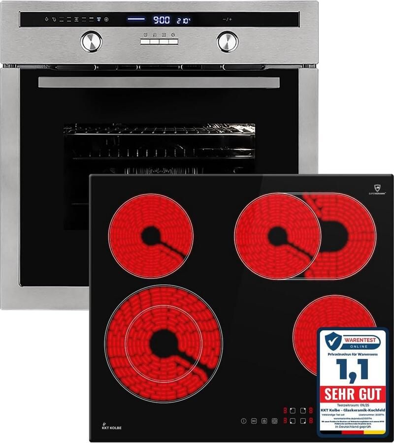 Inbouw Oven (60 cm) met Keramische Kookplaat (59 cm) Set met Kerntemperatuursensor en Hetelucht