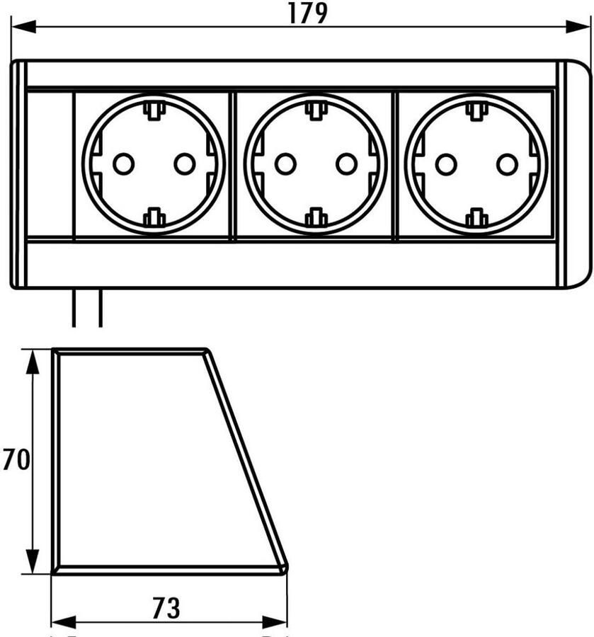 Inbouw stopcontact element voor onder keukenkast 3 voudig Zilver