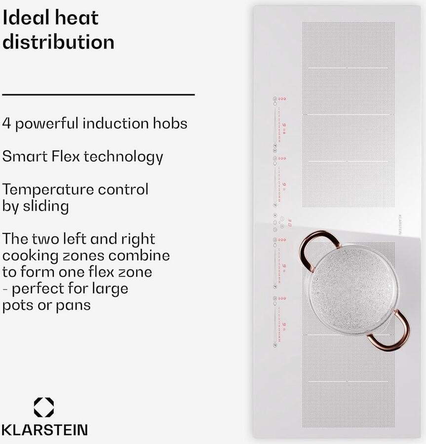 Inbouwkookplaat 90 cm met 5 Zones en Touch Control Keramisch Inductiefornuis