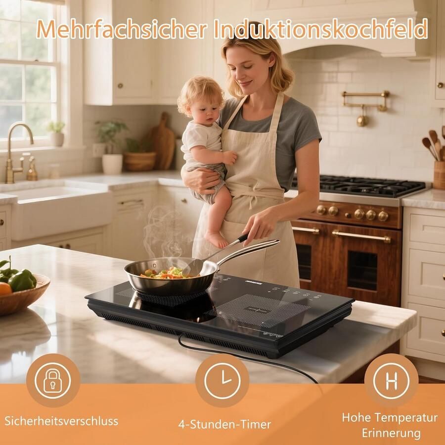 Inbouwkookplaat Elektrisch met 2 Zones en Boostfunctie Intuïtieve Touch Controle - Foto 3