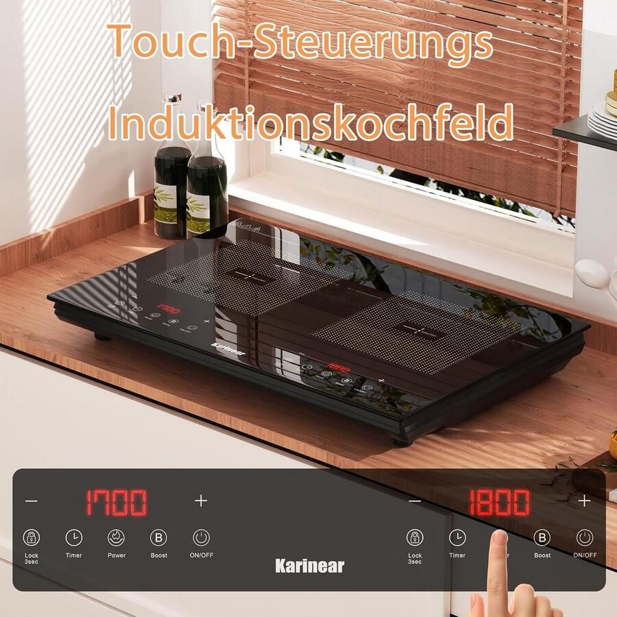Inbouwkookplaat Elektrisch met 2 Zones en Boostfunctie Intuïtieve Touch Controle