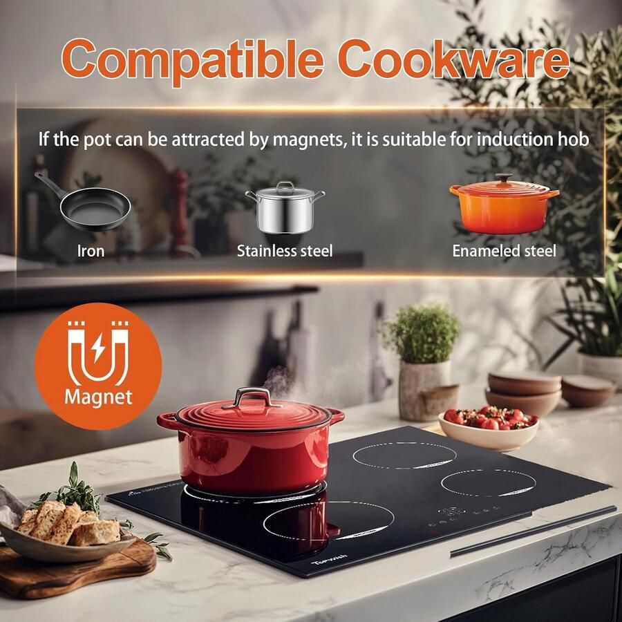 Inbouwkookplaat Inductie 60 cm met 4 Zones Timer en Boostfunctie - Foto 2