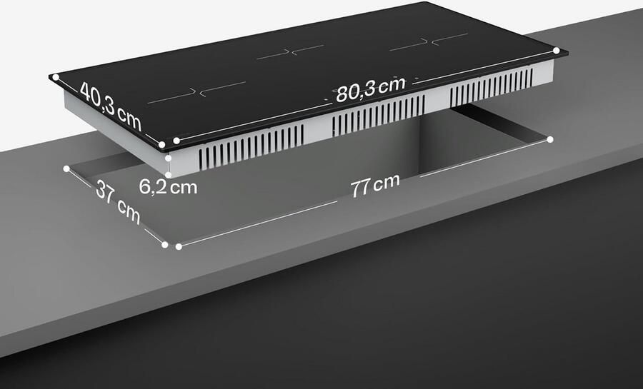 Inbouwkookplaat Inductie 80 cm 3 Zones 5500W Vermogen Touch Control met Timer