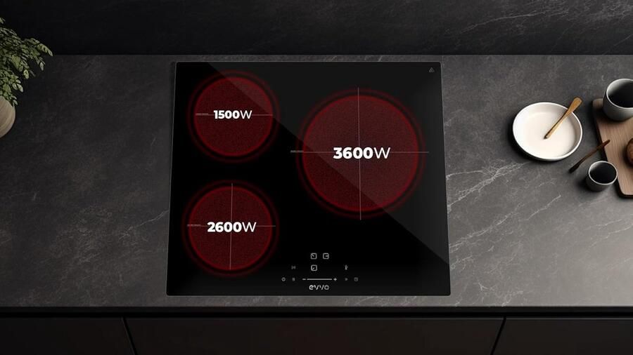 Inbouwkookplaat Inductie met 3 Zones en Krachtige Boosterfunctie