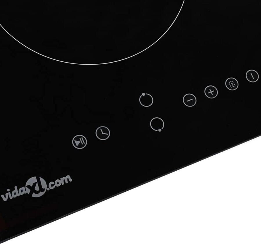 Inbouwkookplaat Keramisch Zwart met 2 Zones en Sensor Touch Bediening