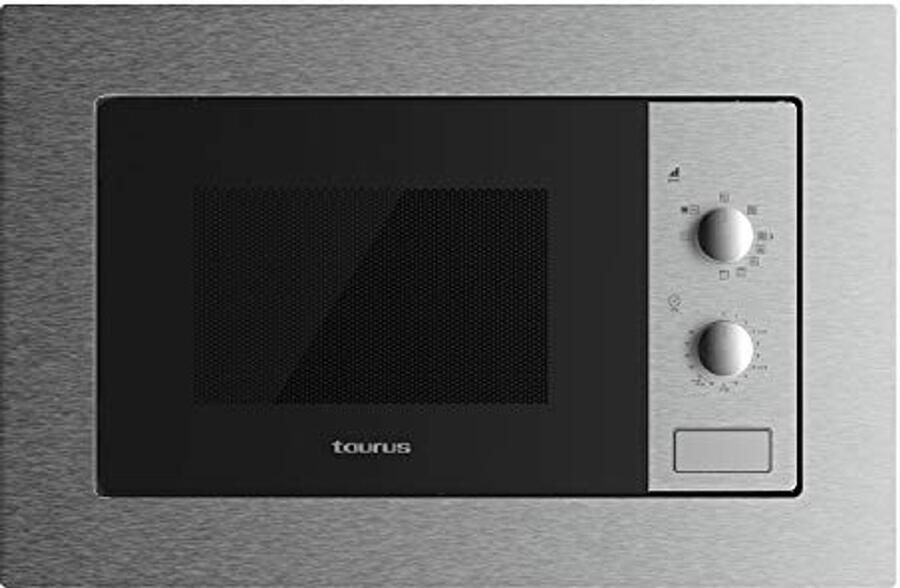 Inbouwmagnetron 20 liter met Grillfunctie en Ondooifunctie 800W Magnetronvermogen RVS