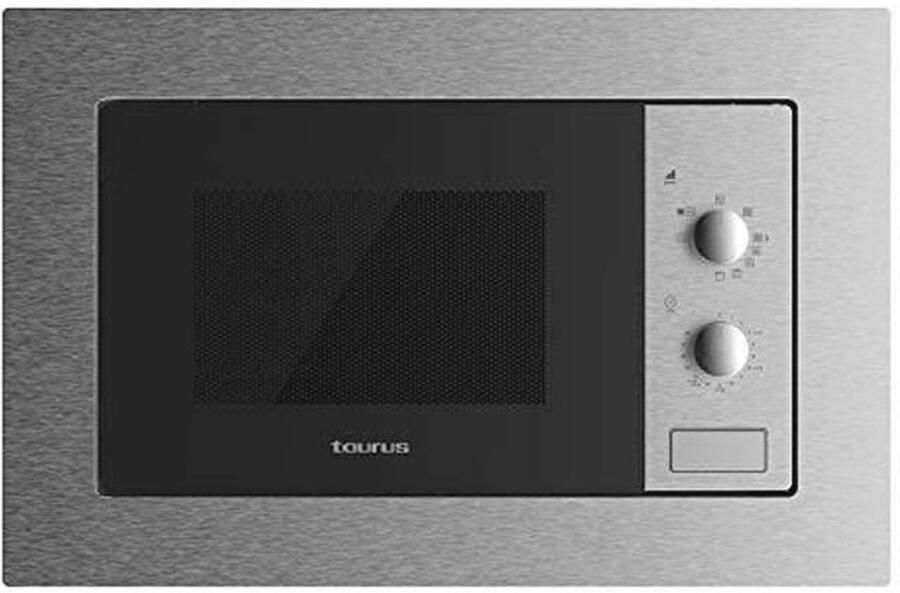 Inbouwmagnetron 20 liter met Grillfunctie en Ondooifunctie 800W Magnetronvermogen RVS