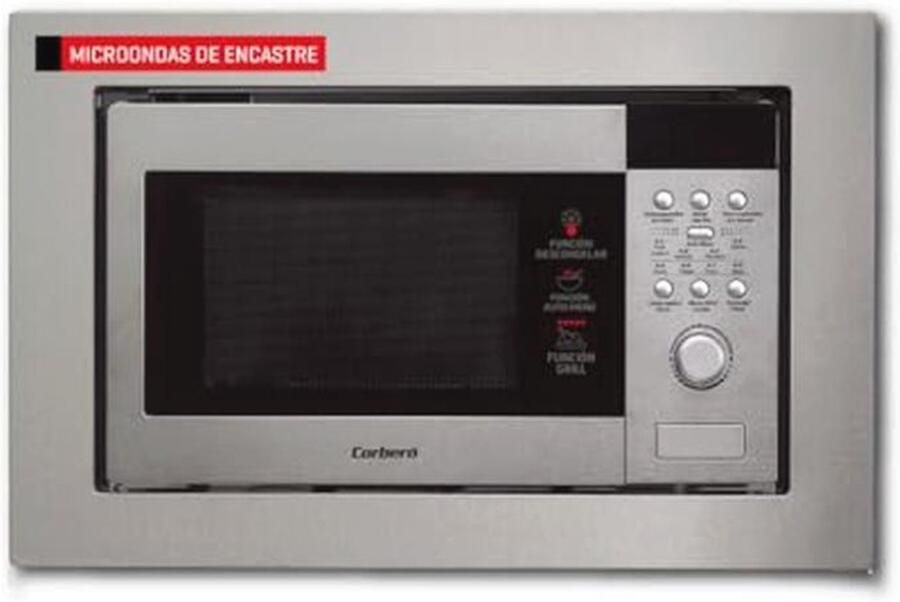 Inbouwmagnetron 20 liter RVS met Grill en Automenu 800W