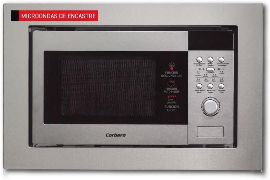Inbouwmagnetron 20 liter RVS met Grill en Automenu 800W