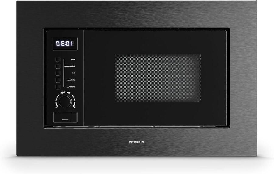 Inbouwmagnetron met grill Keukenapparaat Snel gerechten bereiden 8 programma's 20 liter inhoud Zwart roestvrij