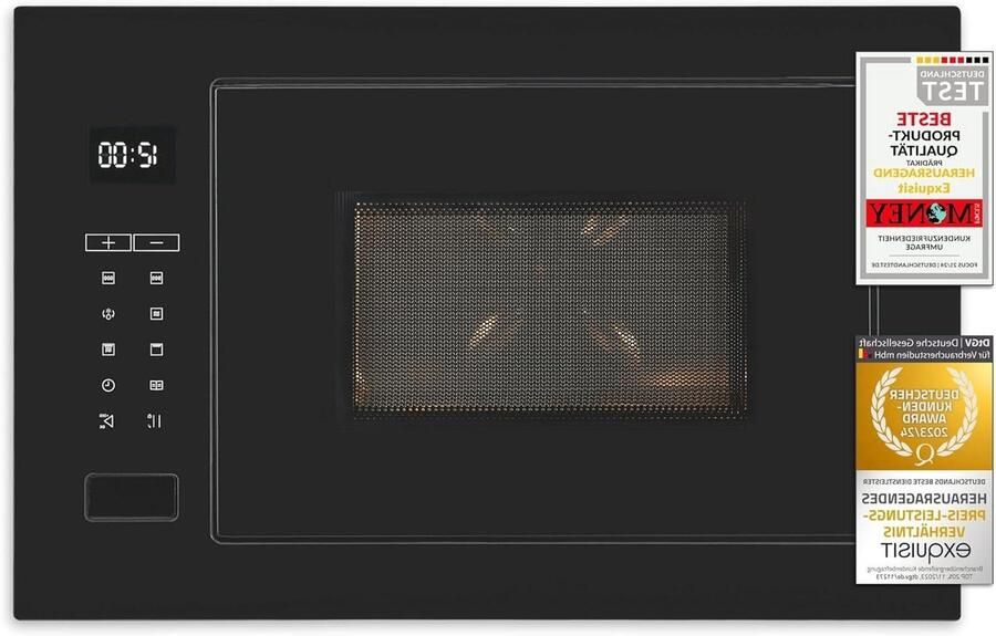 Inbouwmagnetron met Grill Magnetronoven Magnetron Snel Maaltijden Opwarmen Roestvrijstalen Interieur 25 Liter Zwart