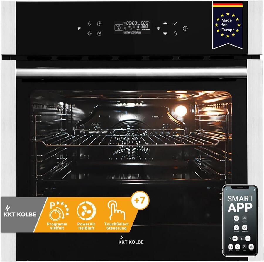 Inbouwoven 60 cm met Pizzafunctie 70 Liter 2 8 kW Wifi Besturing en Automatische Timer