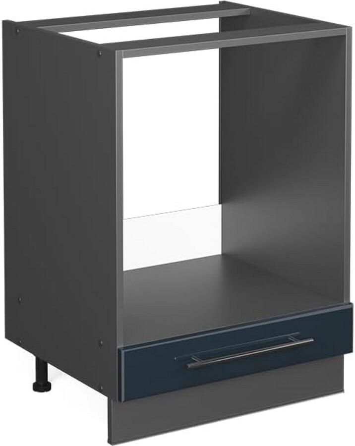 Inbouwoven Kast Onderbouw 60 cm Donkerblauw Hoogglans Antraciet