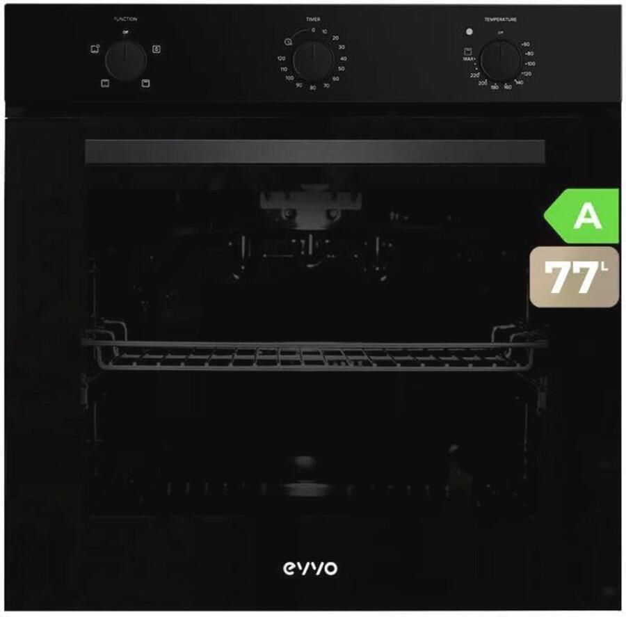 Inbouwoven met Grillfunctie en Stoomreiniging 77 Liter 2800W 4 Programma's