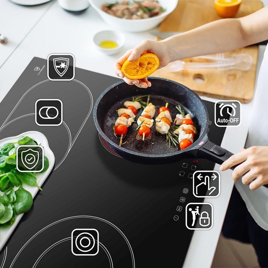 Inbouw Oven 60 cm met Keramische Kookplaat 59 cm Set met Kernthermometer en Hetelucht