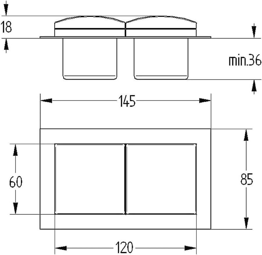 Inbouwstopcontact Dubbel stopcontact Keuken montage Geringe inbouwdiepte 85x145x36mm Roestvrij staal