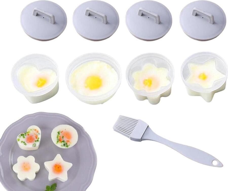 Individuele eierkoker Eierstroper Eivorm Ontbijt Maken Schaalloos Koken 7 cm Grijs