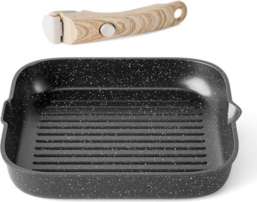 Inductie 28 cm Grillpan Antiaanbak Steakpan Zwart