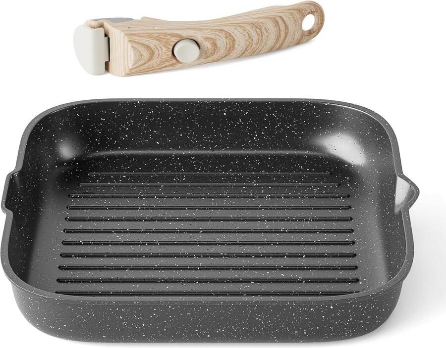Inductie 28 cm Grillpan Antiaanbak Steakpan Zwart