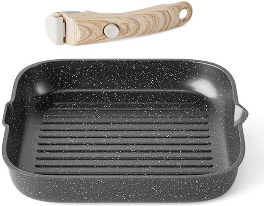 Inductie 28 cm Grillpan Antiaanbak Steakpan Zwart