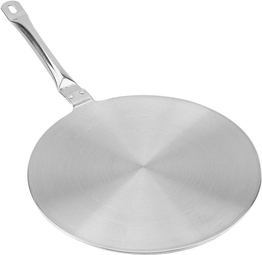 Inductie Adapter Plaat Warmteverdeler Kookplaat Gelijkmatig Koken Met Handvat 24 cm Zilver