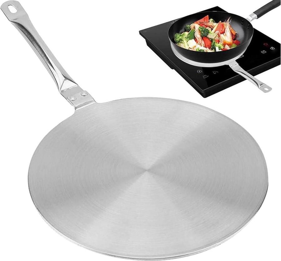 Inductie Adapter Verdeelschijf Kookplaat Gelijkmatig Koken Voorkomt Aanbranden 21 cm Diameter Zilverkleurig