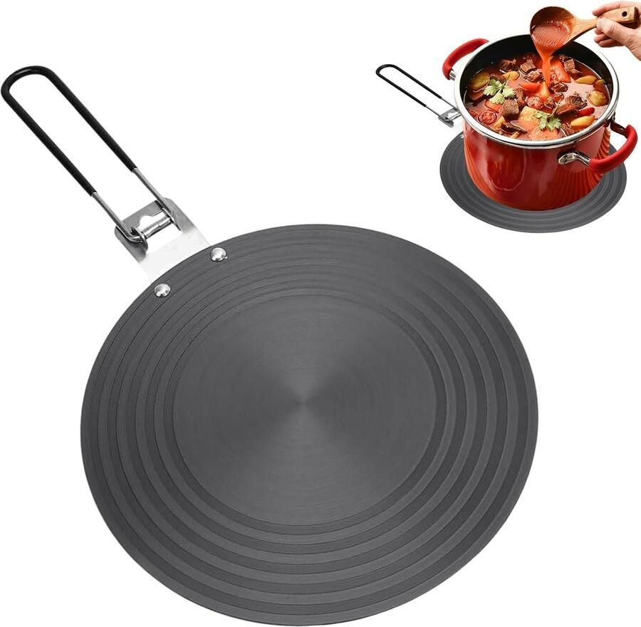 Inductie Adapter Warmteplaat Omvormer Efficiënt Koken Geoptimaliseerde Warmte 24 cm Doorsnede Zilverkleurig