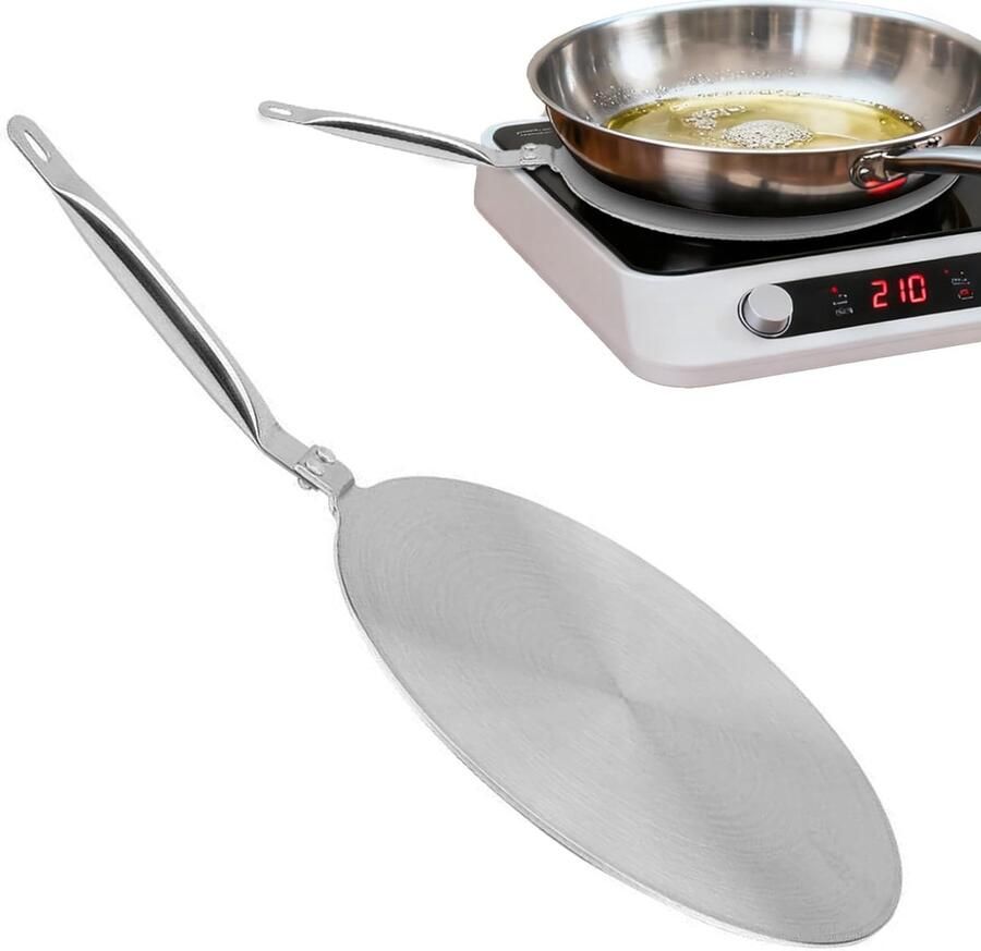 Inductie Adapter Warmteverdeler Gelijkmatig Koken Thermische Bescherming 20 cm Diameter Zilverkleurig