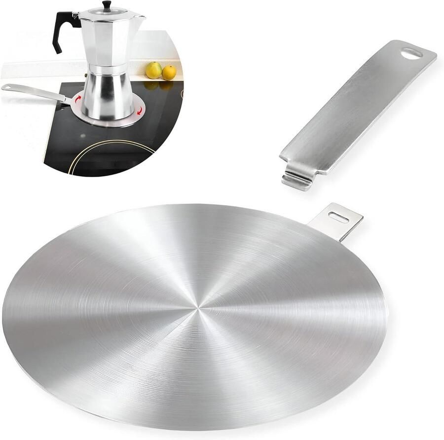 Inductie Adapter Warmteverdeler Koffiezetapparaat Koffie Zetten Afneembare Handgreep 14 cm Roestvrij Staal