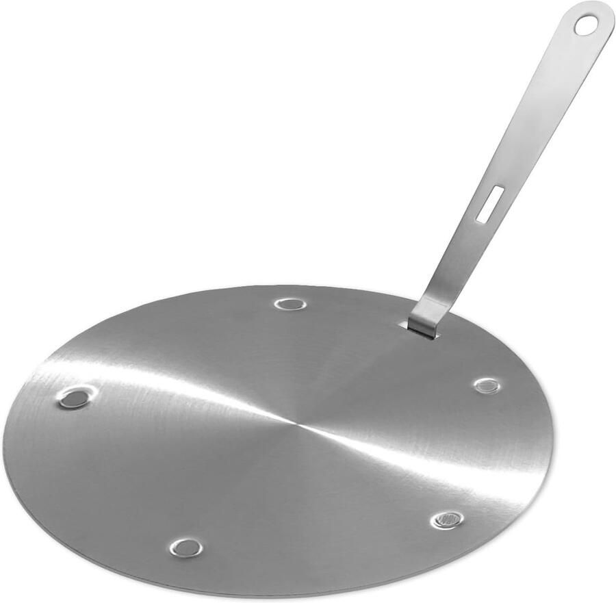 Inductie Adapter Warmteverdeler Plaat Gelijkmatig Koken Afneembare Handgreep 24 cm Diameter Zilver