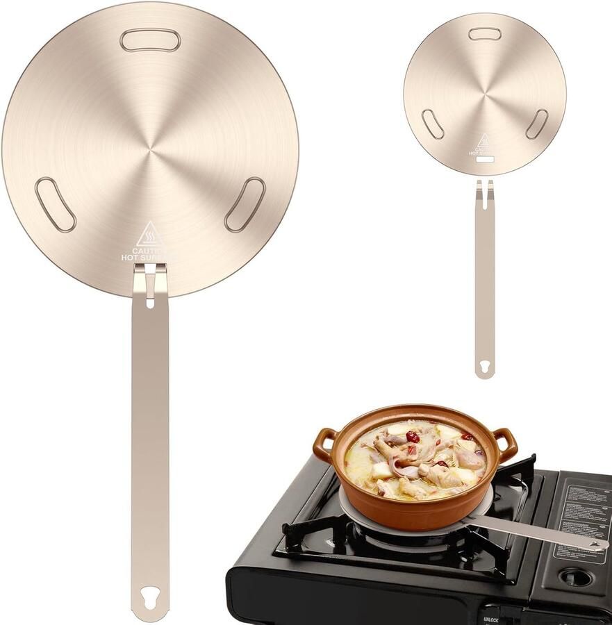 Inductie Adapter Warmteverdeler Plaat Gelijkmatig Koken Drielaags Materiaal 16 cm Diameter Goud