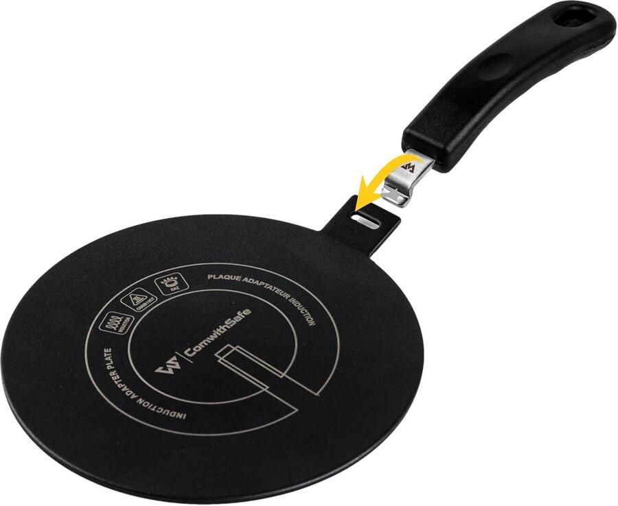 Inductie Adapter Warmteverdeler Plaat Koken Op Inductie Afneembare Handgreep 14 Centimeter Zwart