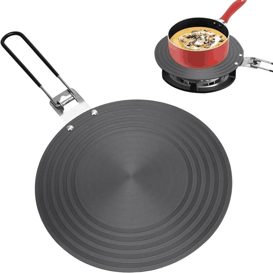 Inductie Adapter Warmteverspreider Pan Koken op Inductie Inklapbare Handgreep 24 cm Zwart