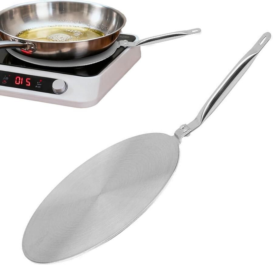 Inductie Adapter Sudderschijf Converter Gelijkmatig Koken Meerlaagse Warmtegeleiding 20 cm Diameter Zilver
