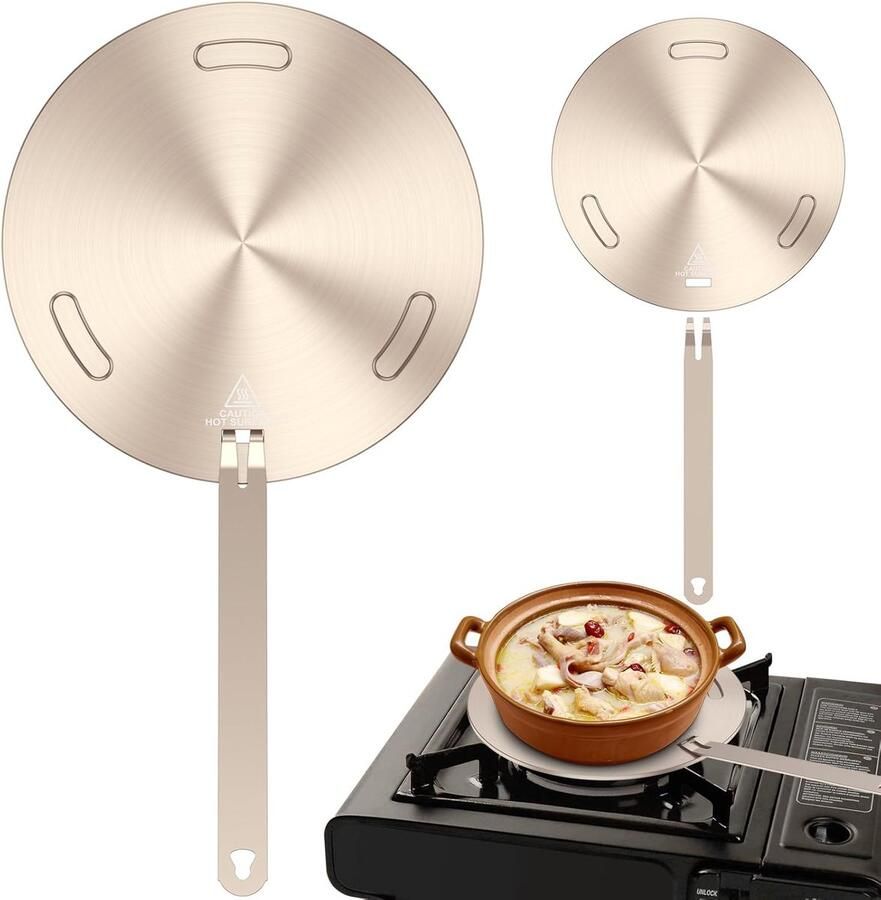 Inductie Adapterplaat Kookplaat Converter Uniform Koken Afneembare Handgreep 16 cm Diameter Goud