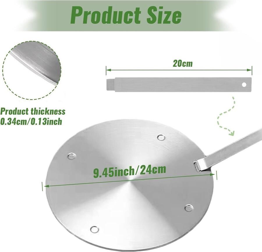 Inductie Adapterplaat Warmte Diffusor Gelijkmatig Koken Antislip Textuur 24 cm Diameter Zilver