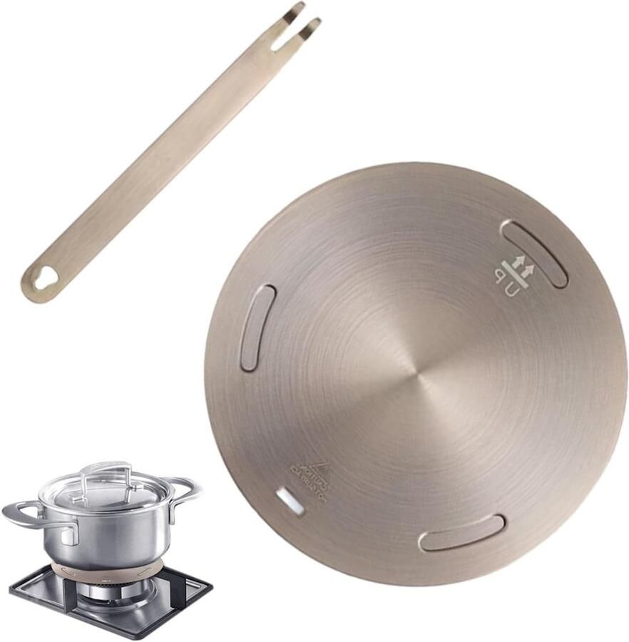 Inductie Adapter Warmteverdeler Plaat Koken op Inductie Verwisselbare Handgreep 16-28 cm Zilverkleurig