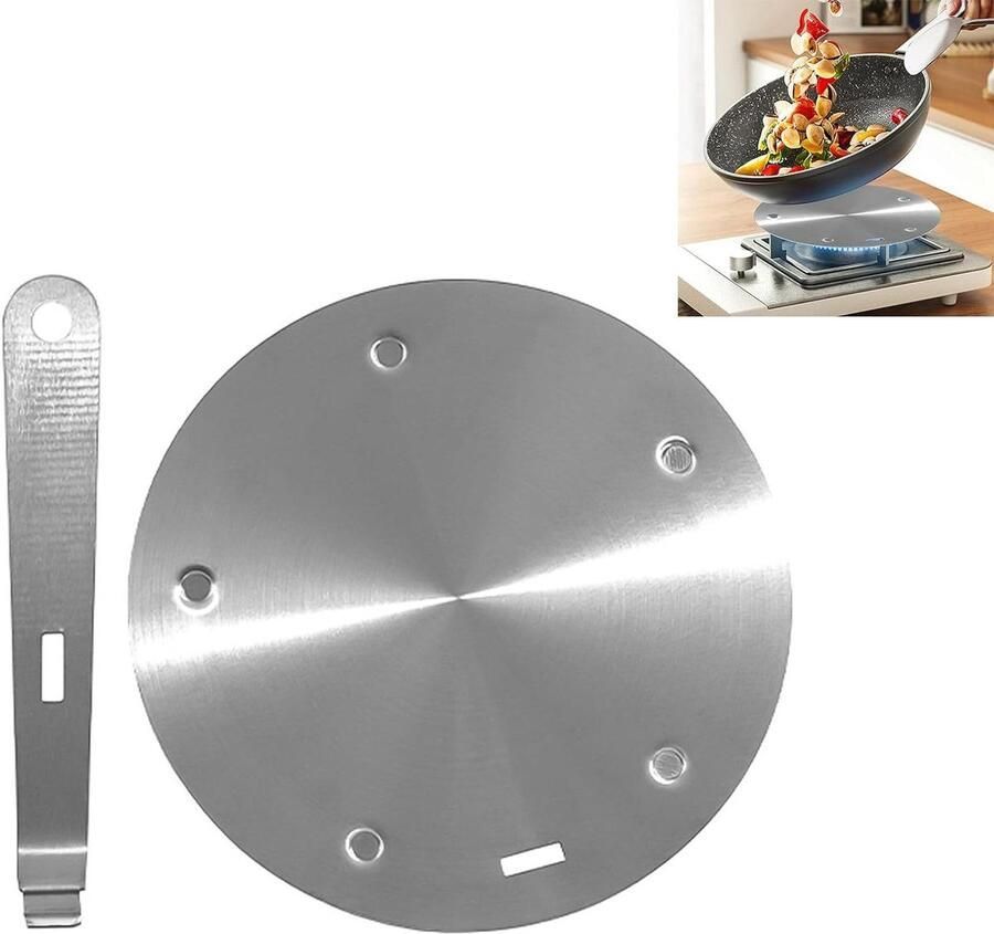 Inductie Adapterplaat Warmtegeleider Kookplaat Kookgerei Uitbreiden Gelijkmatige Warmteverdeling 24 cm Diameter Zilver
