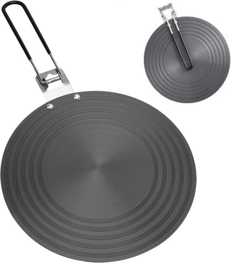 Inductie Adapterplaat Warmtegeleider Omvormer Koken Op Inductie Inklapbare Handgreep 24 cm Zilver