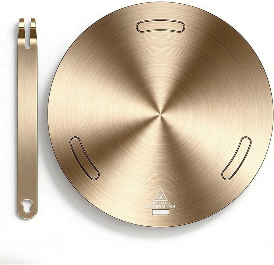 Inductie Adapterplaat Warmteverdeler Kookplaat Gelijkmatig Verwarmen Afneembare Handgreep 24 cm Goud