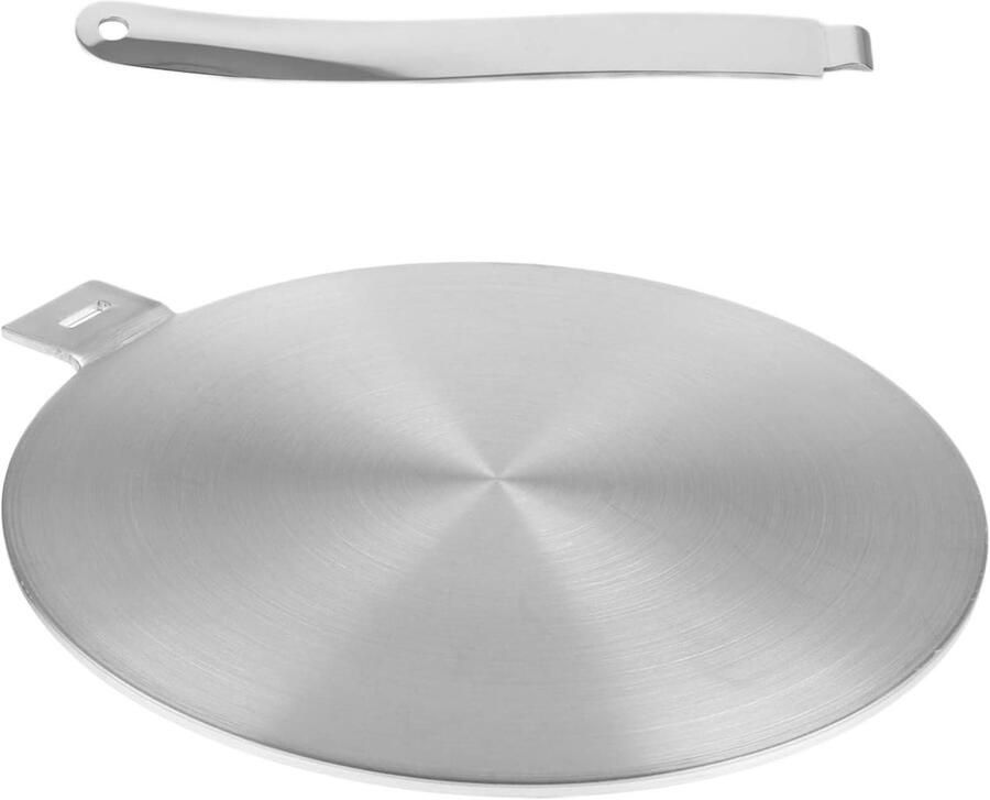 Inductie Adapterplaat Warmteverdeler Plaat Koken Beschermen Afneembare Handgreep Ø 24 cm Zilver