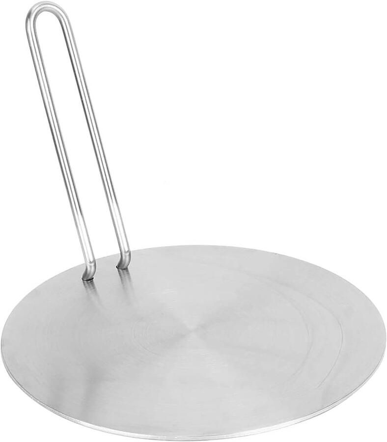 Inductie Adapterplaat Warmteverdeler Plaat Koken op Inductie Afneembare Handgreep 24 cm Diameter Zilver