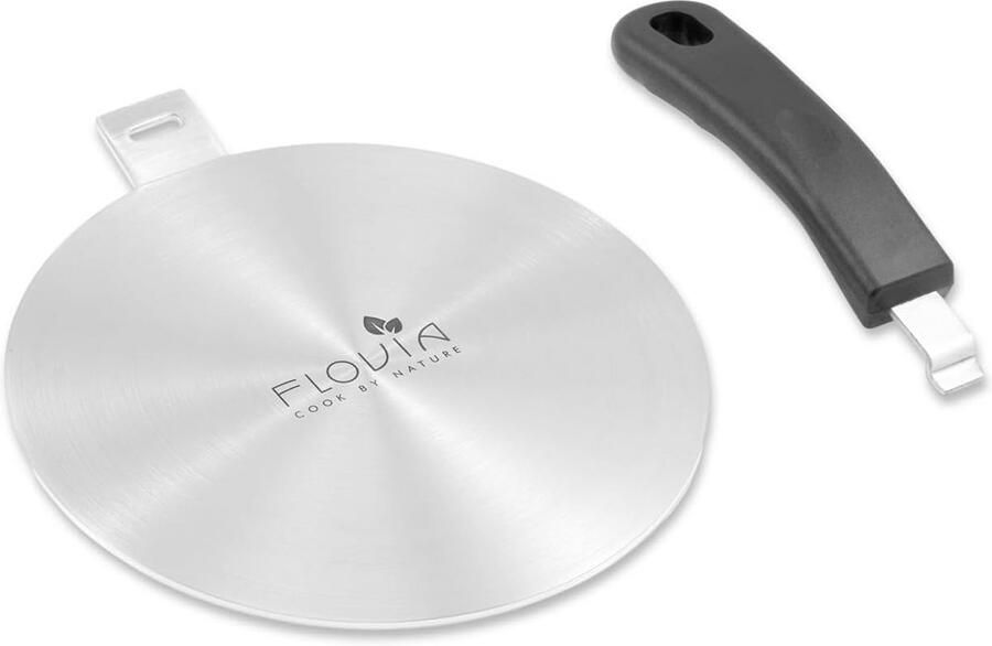 Inductie Adapterplaat Warmteverspreider Kookplaat Gelijkmatig Koken Afneembare Handgreep 20 cm Diameter Zilver
