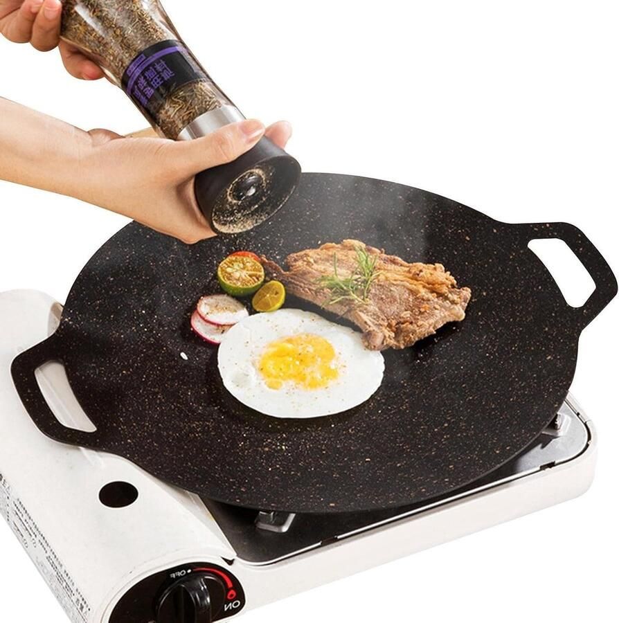 Grillpan Vierkant Grillplaat Bakplaat Buiten Koken Antiaanbaklaag 30 cm Meerkleurig