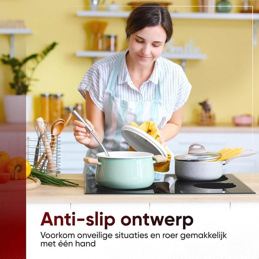 Inductie Beschermers Hittebestendige Matten Krasvrije Kookplaat Vaatwasserbestendig Set van 4 (25cm) Zwart