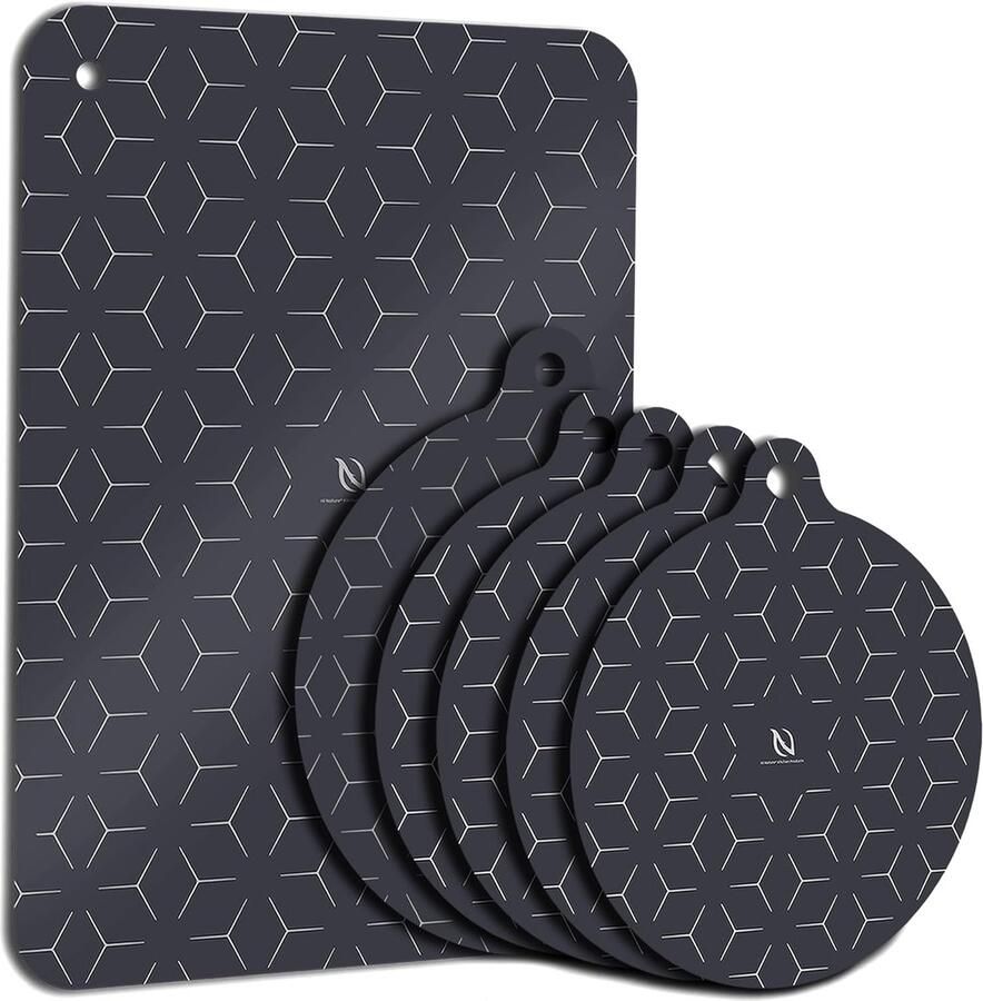 Inductie Beschermers Kookplaat Matten Kookplaat Beschermen Hittebestendig & Antislip Set van 6 Zwart