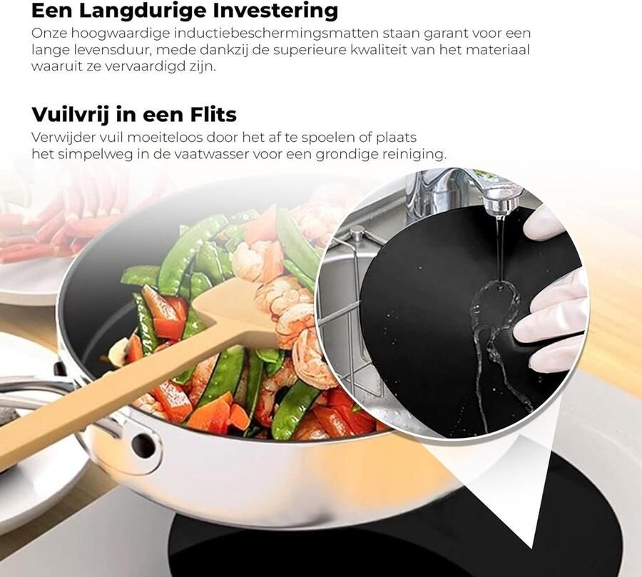 Inductie Beschermers Matten Panhouders Koken Beschermen Antislip Laag 4 Stuks Zwart