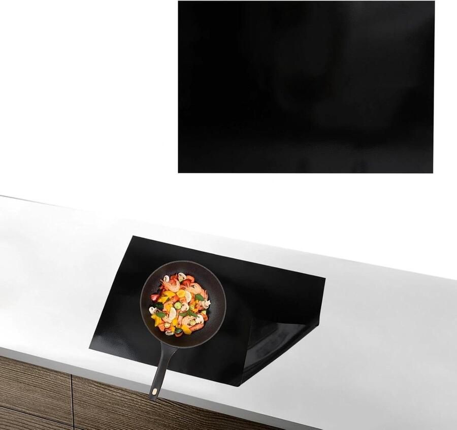 Inductie Beschermmat Kookplaat Mat Koken en Bakken Hittebestendig Siliconen 40x60 cm Zwart
