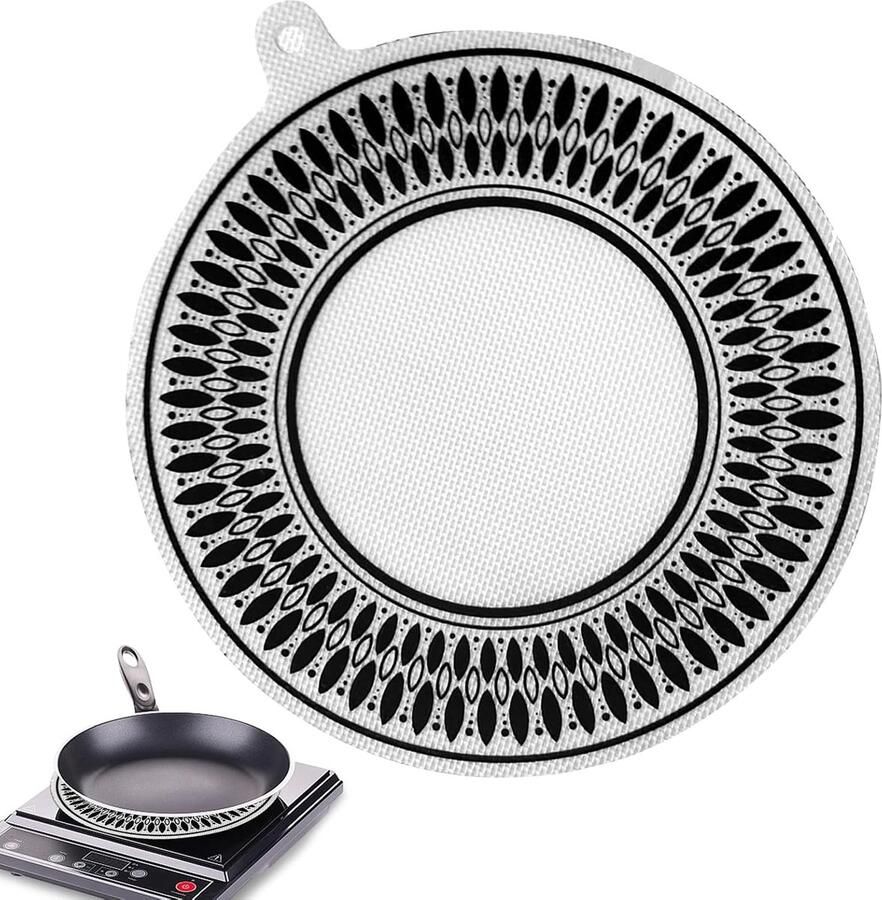Inductie Beschermmat Kookplaat Mat Kookplaat Beschermen Hittebestendig Silicone 24 cm Diameter Zwart