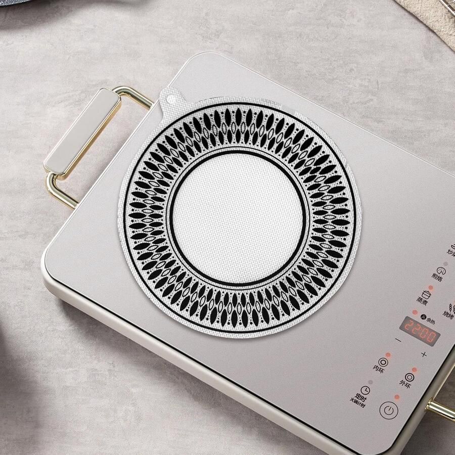 Inductie Beschermmat Kookplaat Pad Koken Beschermen Hittebestendig Siliconen 22 cm Diameter Zwart